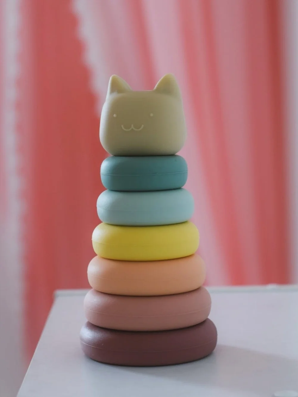 Cat Stacking Toy Montessori Rainbow Pastel Kids Learning Sensory Toy